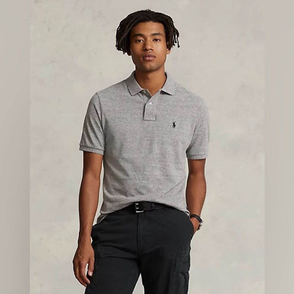 Polo Ralph Lauren‎ Iconic Mesh Polo Shirt Grey Slim fit LG NWT IN PACKAGING